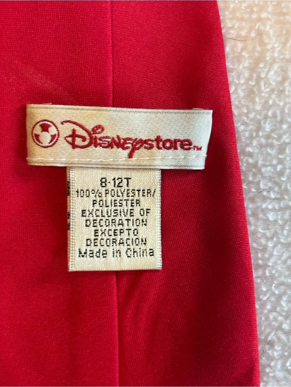 Disney Red Tie with Small Embroidered Mickey Mouse